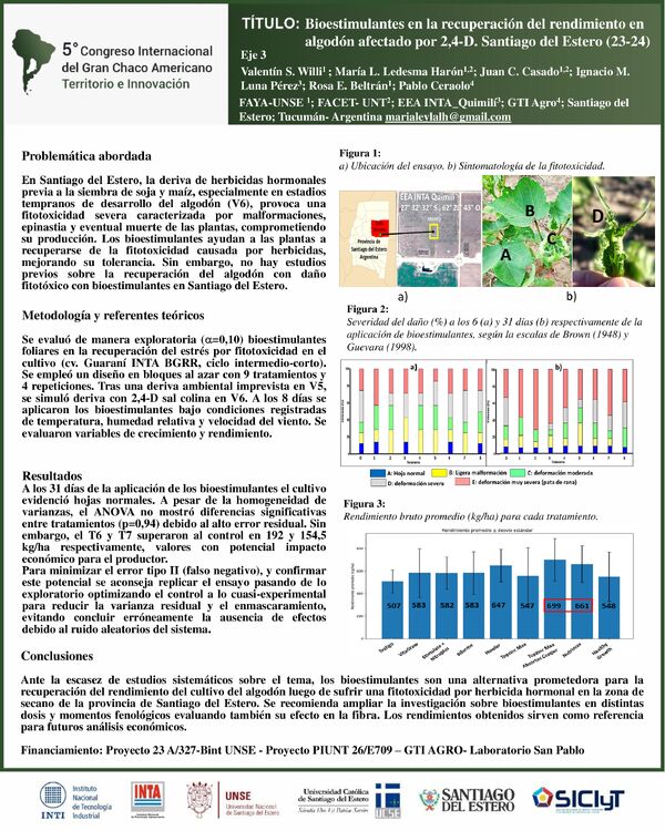 Vista previa: Bioestimulantes para la recuperación del rendimiento en algodón (Gossypium hirsutum L.) afectado por 2,4-D- Santiago del Estero (23-24)