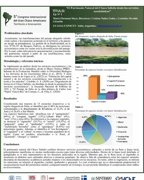 Vista previa: "El Patrimonio Natural del Chaco Salteño desde los servicios ecosistémicos"