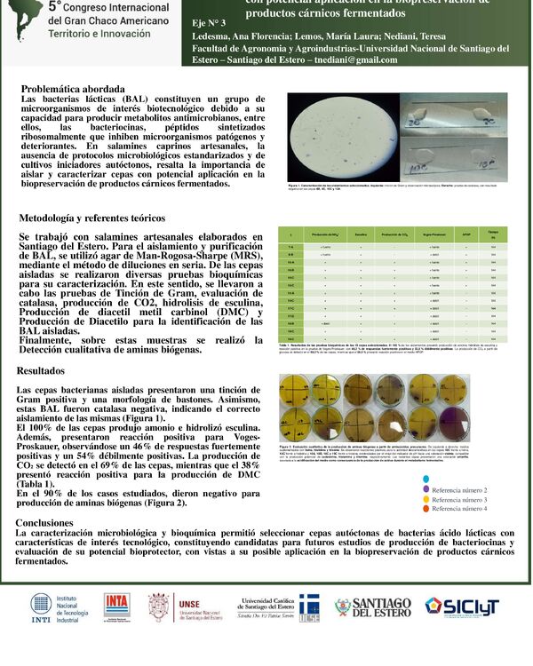 Vista previa: Caracterización de bacterias lácticas aisladas de salamines de carne caprina para la selección de cepas con potencial aplicación en la biopreservación de productos cárnicos fermentados
